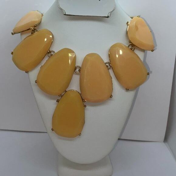 Gold-Tone Orange Bib Style Statement Necklace - Picture 1 of 9